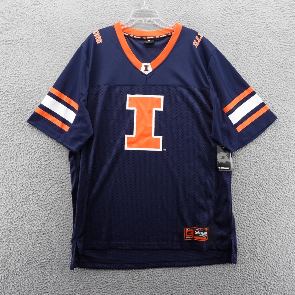Colosseum Illinois Fighting Illini XXL Navy Orange Football Jersey V Neck NEW
